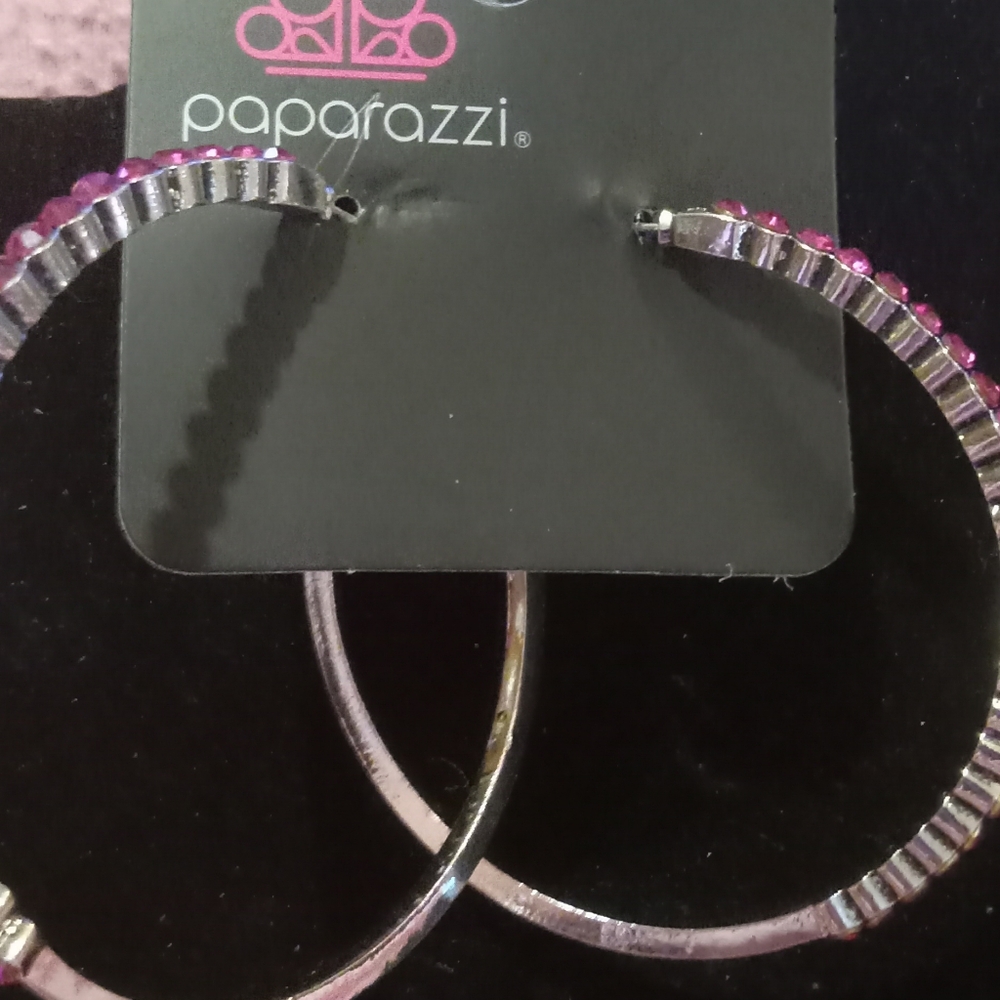 Paparazzi Silver and Purple Hoop Earrings